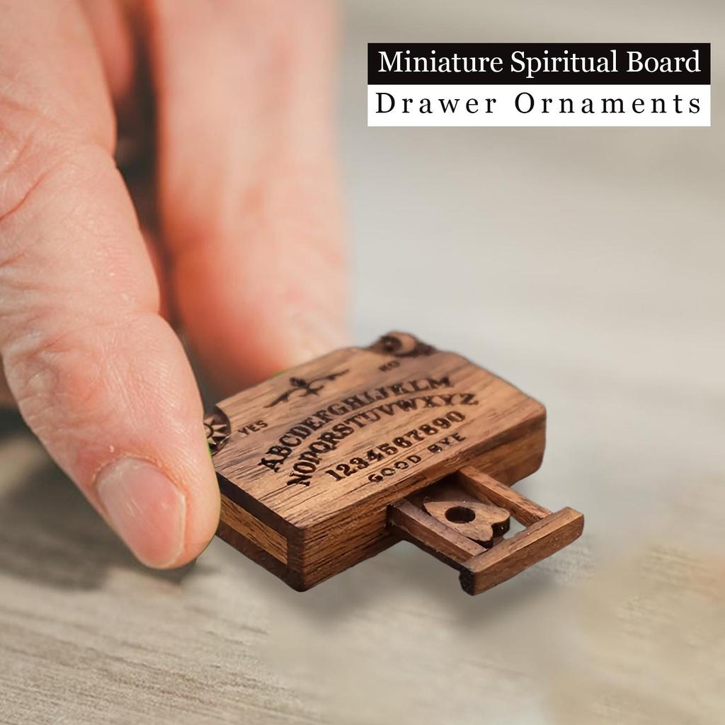 Mini kleines Ouija-Brett Retro Miniatur Spirit Board mit Schublade Holzminiaturen Emotionale Liebe Schublade Heimdekoration Geschenk