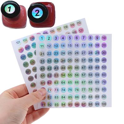 Wasserdichte Nummer 1-200 Laser Etiketten Aufkleber Nagellack Lippenstift Nummer Tags