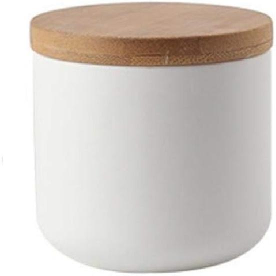 MilkyWay Food Storage Jar Strong Ceramic Storage Canisters with Airtight Seal Bamboo Lid Modern Design Seal Damp-Proof Kitchen Jar for Coffee, Tea, White(S: 8.7oz/260ml)