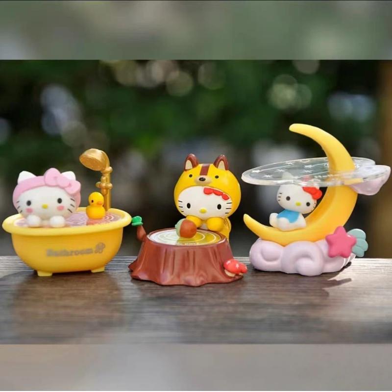 New Blind Box 8 Assembled Dolls Moon Forest Cat Skating Cute Duck Bathtub Scene Holiday Surprise Birthday Gifts For Girls