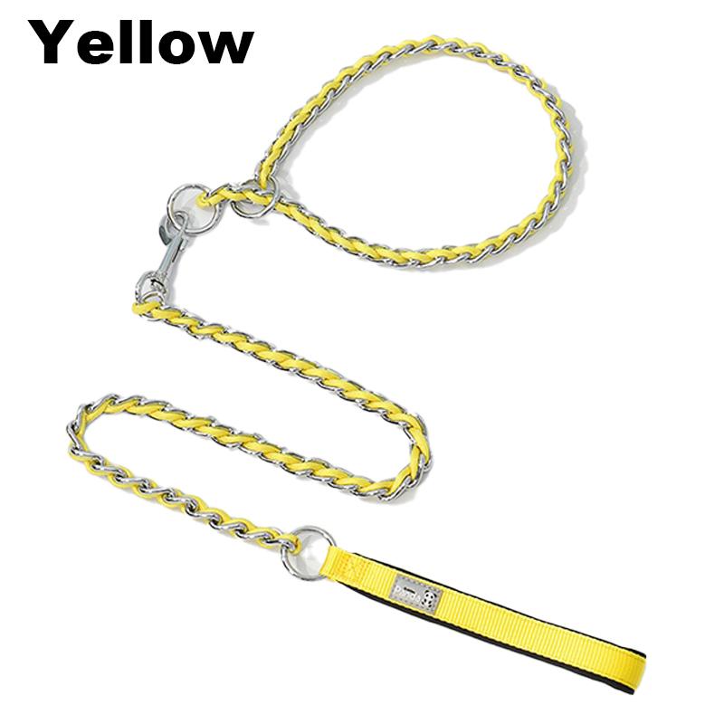 

Цепь для собак, устойчивая к укусам, поводок для выгула собак с непрерывным сопротивлением укусам, P-образная веревка, ошейник для домашних собак, принадлежности для собак жёлтый