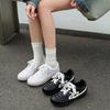 Bai Jingting Genuine Leather Black Retro Stray Shoes Women's Sports and Leisure Versatile White Shoes