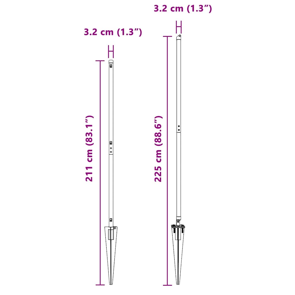 Fence Posts with Drive In Sleeve 7 Pcs Green