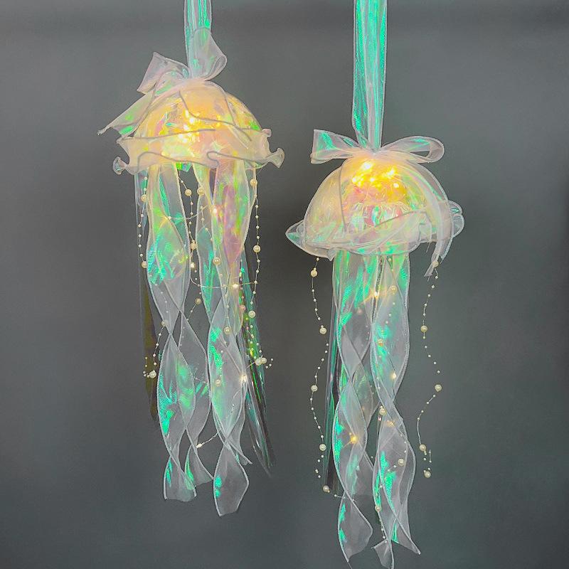 Color DIY Jellyfish Lamp Lantern Mermaid Parti Jellyfish Light Lantern Girls Happy Under The Sea Theme Birthday Party Decor
