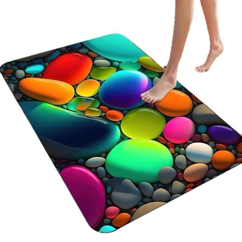 Three-dimensional Visual Pebbles Floor Mat At The Bathroom Door Diatom Mud Bathroom Water Absorption Pad Anti-slip Quick-drying Foot Mat