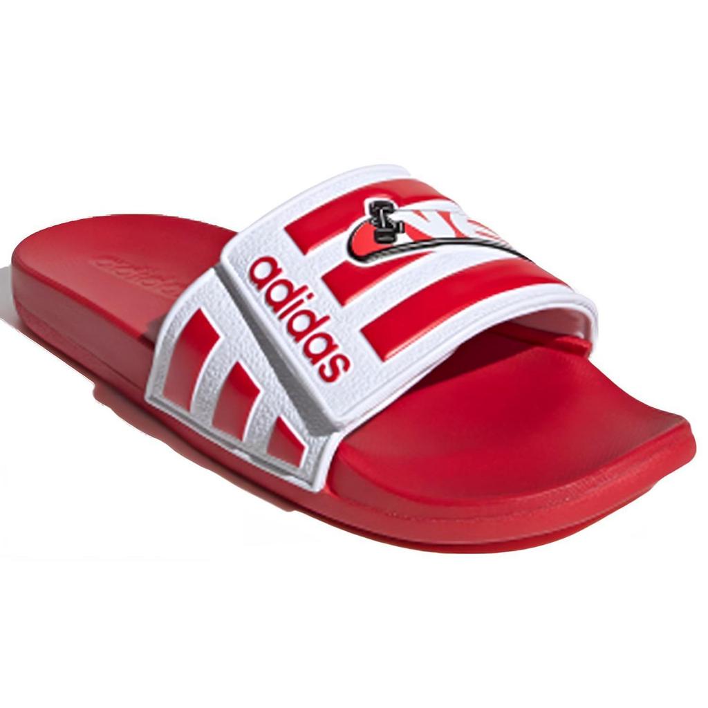 Adidas Neo Adilette Comfort Adjustable Cartoon Letter Velcro Non-Slip Slide Sandals Unisex Footwear Red White FY3040