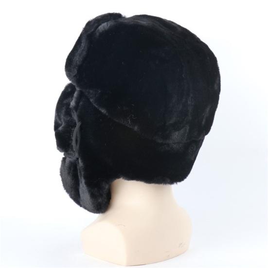 Cappello invernale unisex Lei Feng Cappello Protezione completa Pelliccia di coniglio sintetica spessa Morbido Antivento Calore Morbido Badge Decor Cappello da campeggio all'aperto Escursionismo