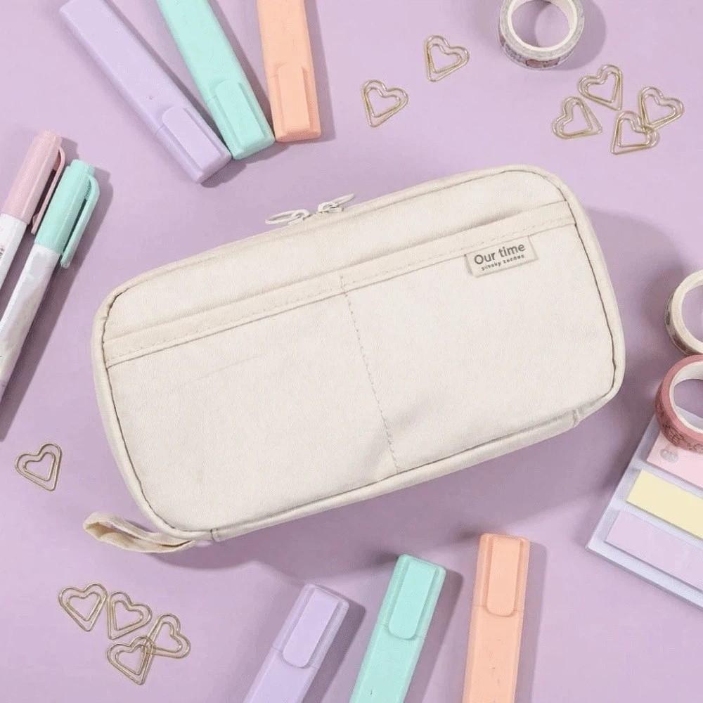 Large Capacity Students Stationery Bag Multi-functional Makeup Bag Simple Pen Organizer School