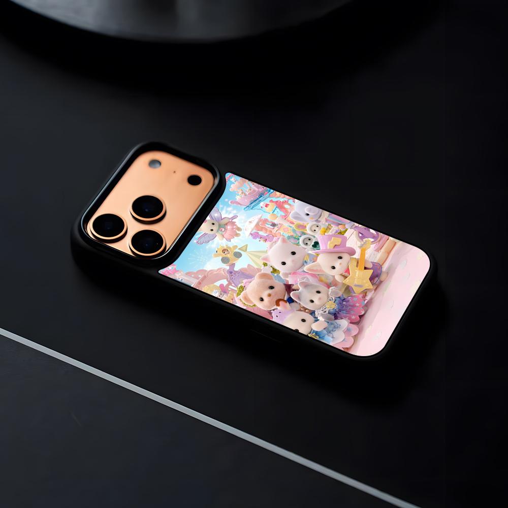 

Famous Sylvanian F-Families Phone Case For IPhone 17 16 15 14 13 12 Pro Max Plus Black Frame Hard Shell iPhone Air
