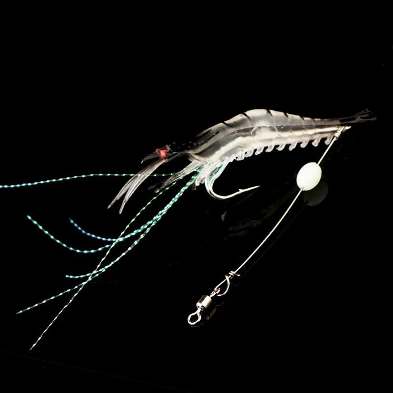 1 Stück Leuchtende Weiche Angelköder Gefälschte Garnele Schwimmender Geformter Köder Bionische Künstliche Garnele mit Haken Angelausrüstung