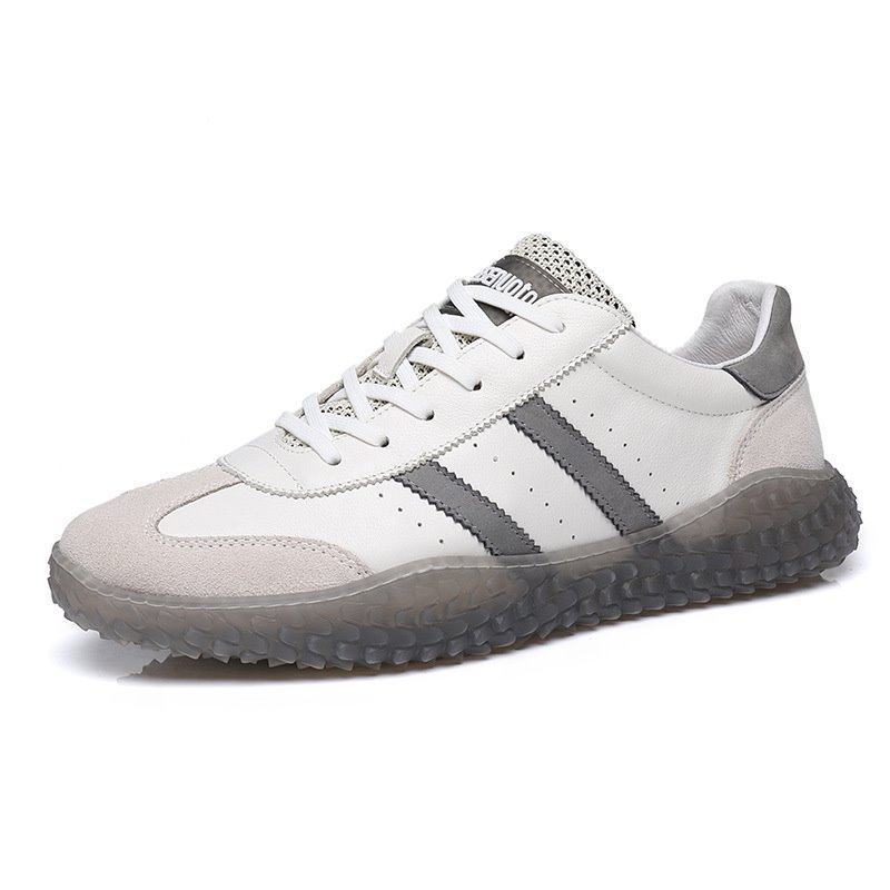 

Новые мужские туфли из натуральной кожи, повседневная спортивная обувь, удобные туфли на плоской подошве, походные кроссовки на шнуровке с мягкой подошвой 44 белый