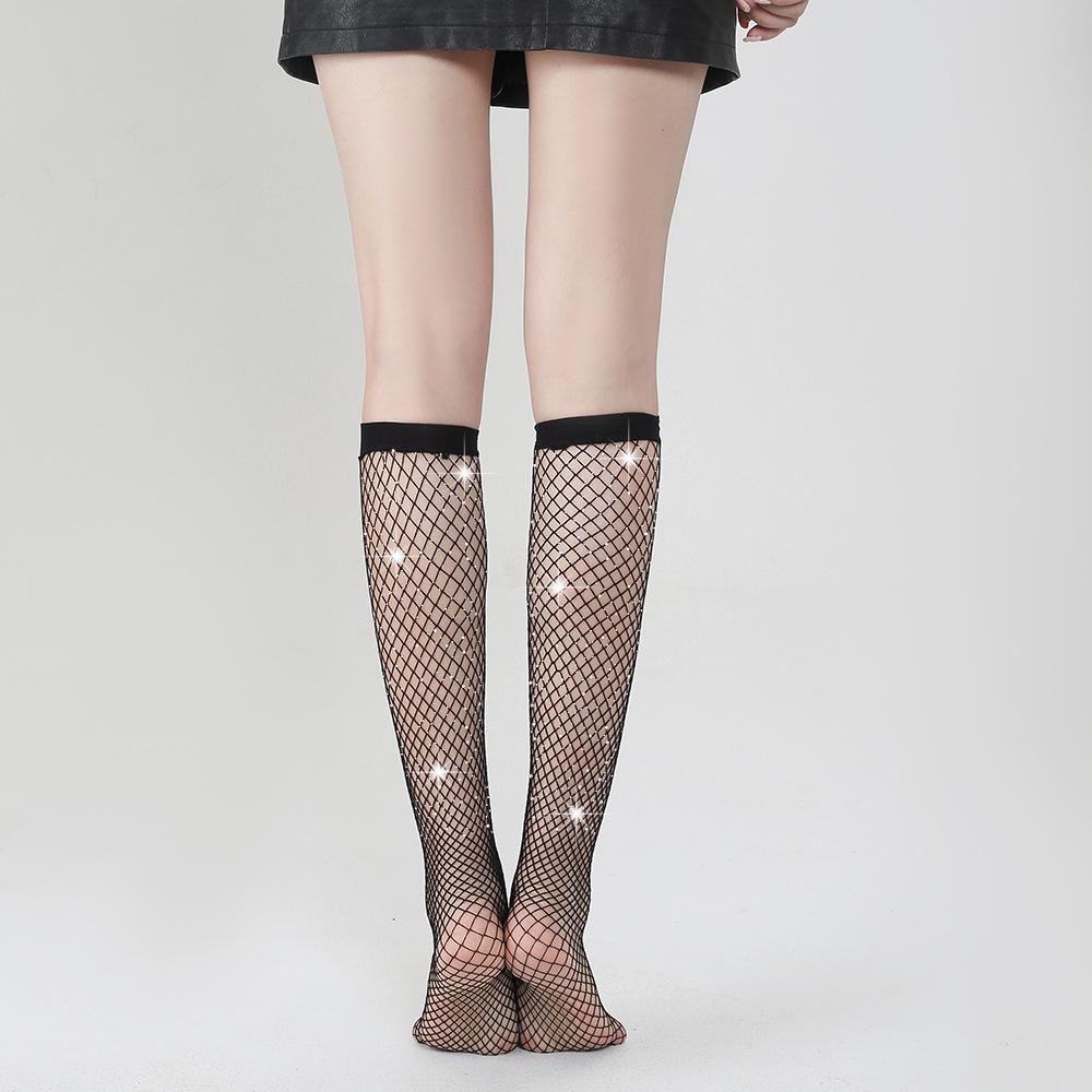Fishnet socks New hot diamond socks Women's socks Hot-selling white diamond tube socks