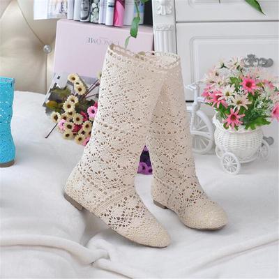 2025 Hollow Boots Shoes Breathable Knit Line Mesh Fashion High Help Summer Women's Boots High To Help Women's Shoes 11 Colors