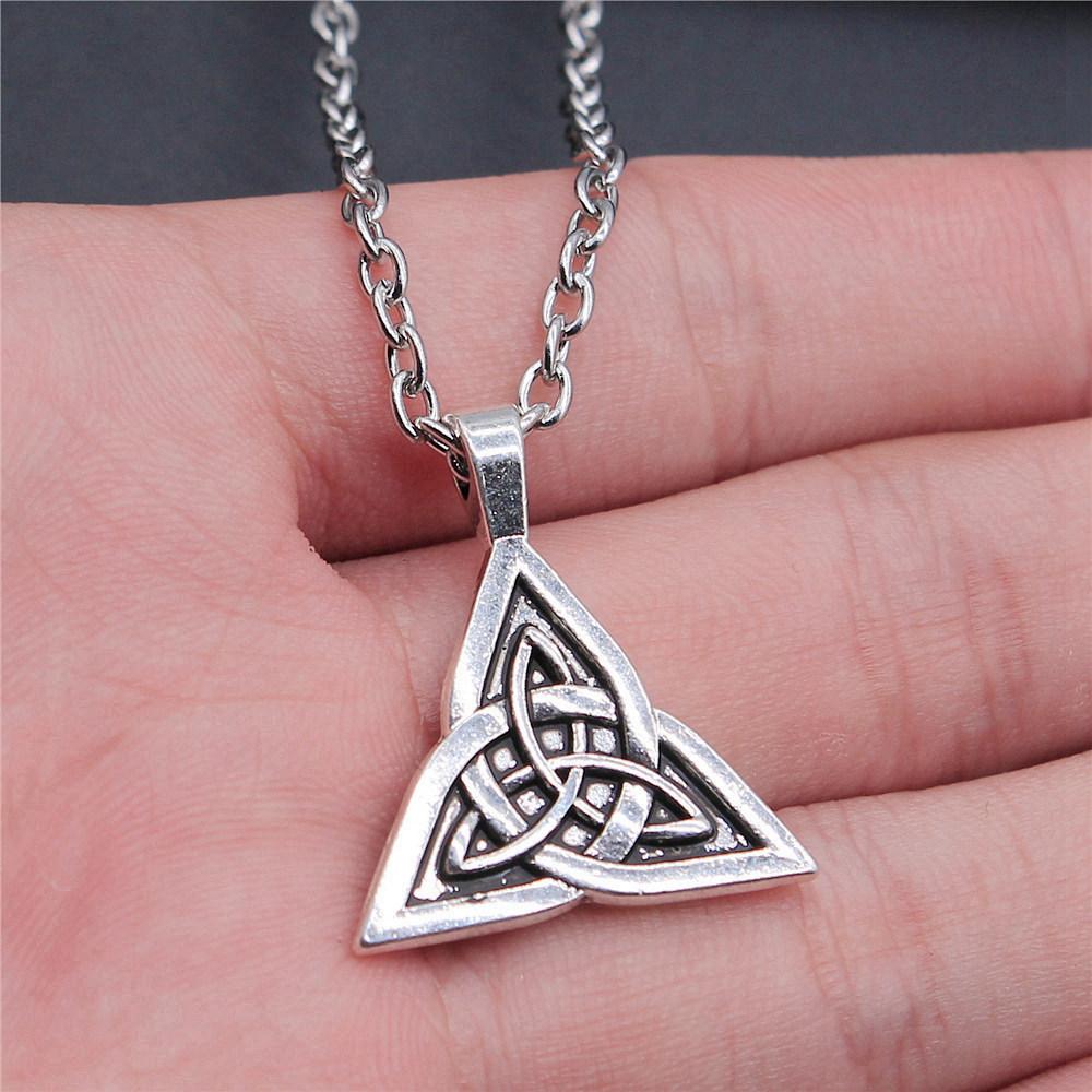 Celtic Symbols Hexagrams Mystical Amulet Pendant Antique Bronze Metal Daughter Collar Necklace Handmade