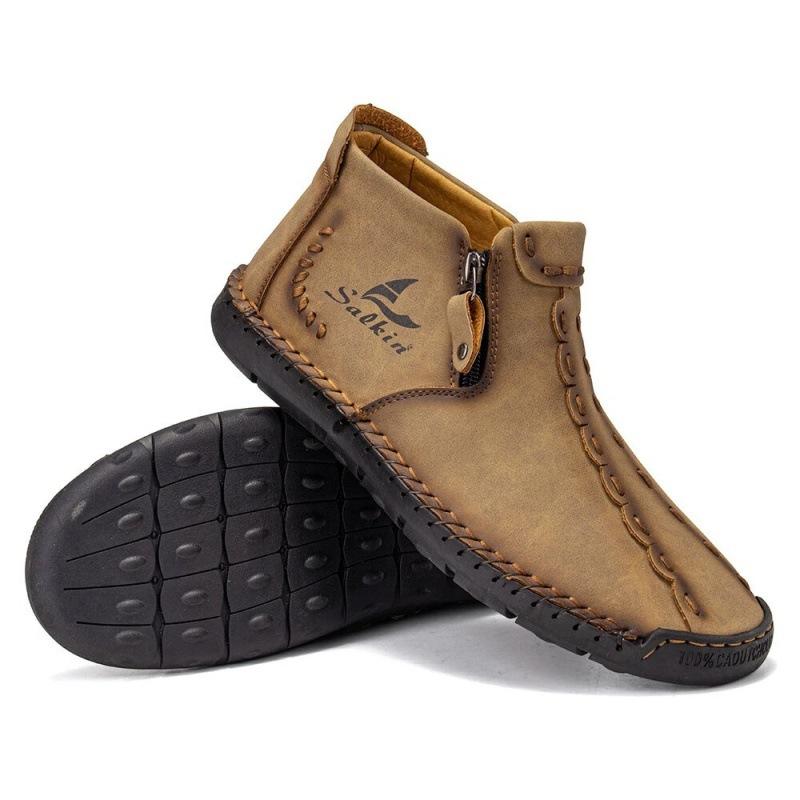 2020 Autumn and Winter New Chinese Martin Boots Men's Large Size Zipper Foot Boots Short Boots Foreign Trade Handmade Men's Boots