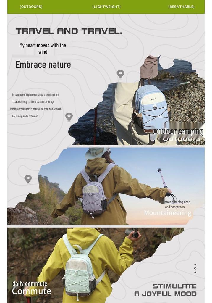 Women's Lightweight Cross-Border Contrast Color Backpack - Versatile Outdoor Sports and Travel Double Shoulder Bag