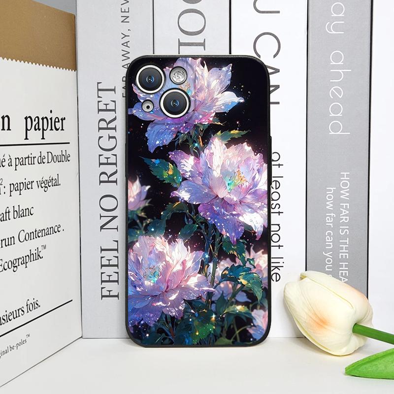 Luxurious White Peony Flower Pattern Phone Case for IPhone 17 16 12 11 14 Plus 13 14 15 Pro Max 12 13 Mini X XSMAX XR Soft Cover