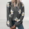 Autumn 2024 Women's Floral Knit Pullover Sweater - European & American Style, Long Sleeve, Round Neck, Casual Fit