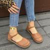 Large Size Retro Flat-soled Sandals New Spring and Summer Round Head Shallow Mouth Word with Casual Soft-soled Single Shoes
