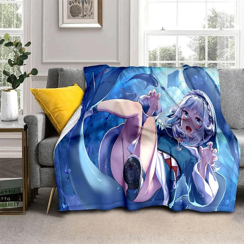 3D Cute Gawr Gura Hololive Cartoon Blanket,Soft Throw Blanket for Home Bedroom Bed Sofa Picnic Travel Office Cover Blanket Kids