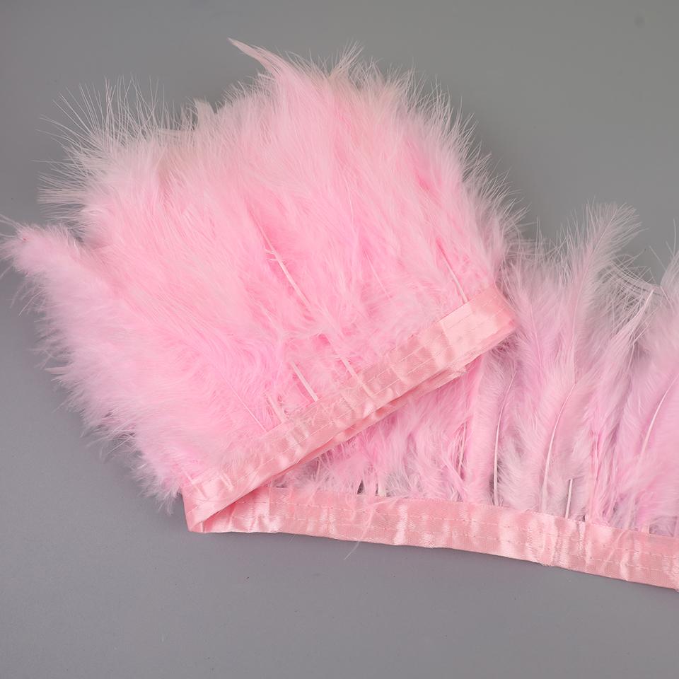 FeatherTurkey Feather Fringe 4-6inch Colorful Marabou Feather Tape for Handiwork Clothes Dress Handmade Cloth Strap Home Decoration