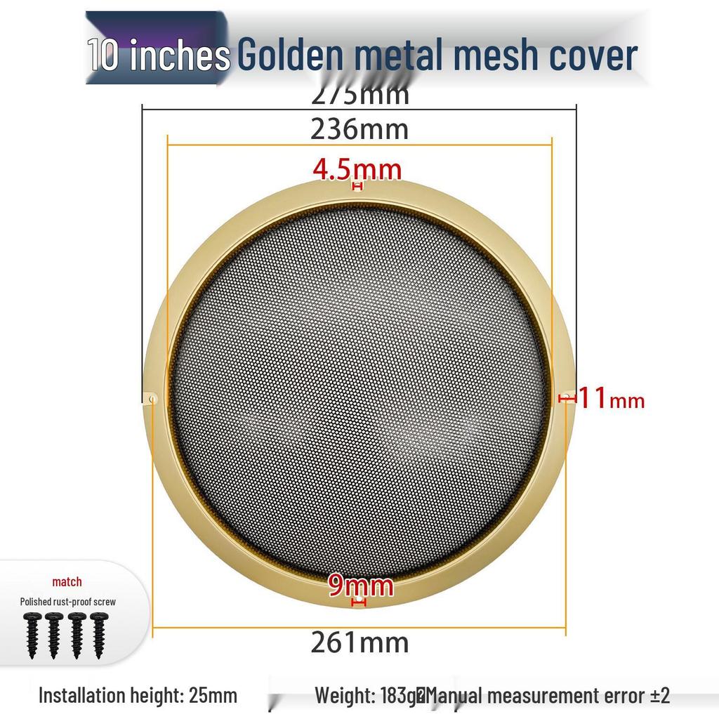 Metal Mesh Speaker Grille Dustproof Covers: 2-inch, 3-inch, 4-inch, 5-inch, 6.5-inch, 8-inch, 10-inch for Car Speakers.