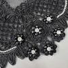 Black Handmade Beads Car Bone Line U-Shaped Embroidery Front Neck Cloth Sticker Clothing Dress Performance Costume Decorative Cloth Sticker