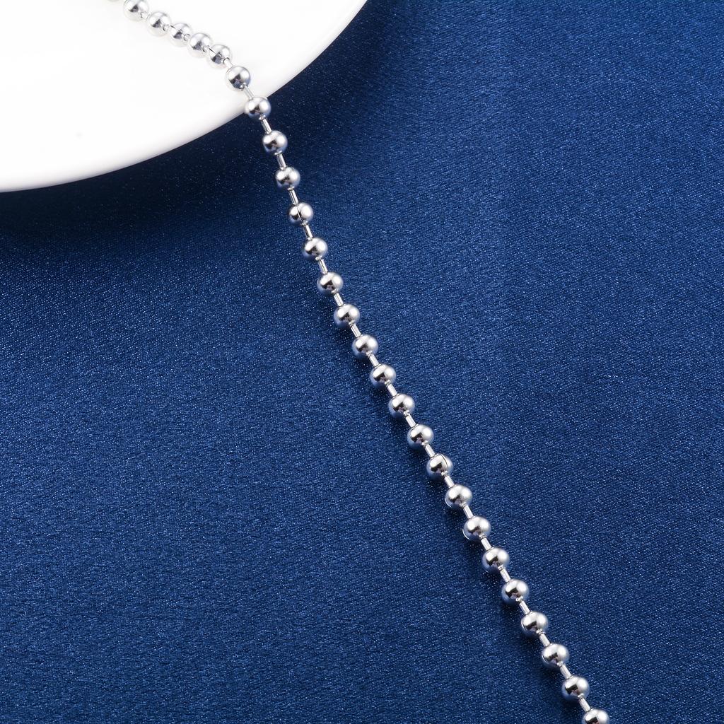 Round Necklace Ball Rolo Link Bead Chain Stainless Steel Choker for Women Men Jewelry Accessories on Neck Collarbone Waterproof
