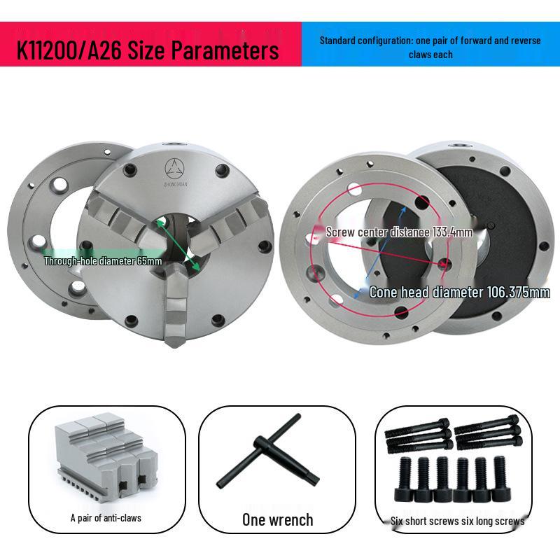 Zhonghuan K11200 Self-Centering CNC Lathe A26 Three-Jaw Short Taper Chuck