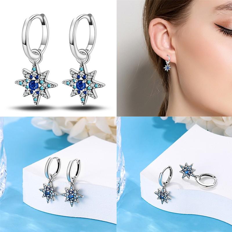 100% 925 Sterling Silver Simple Star And Moon Series Women'S Earrings Suitable For Daily Wear Anniversary Gift