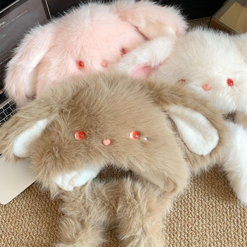 Anti-cold Winter Plush Hat Windproof Fluffy Ear Protection Cap Cute Rabbit Ears Warmer Hat Autumn