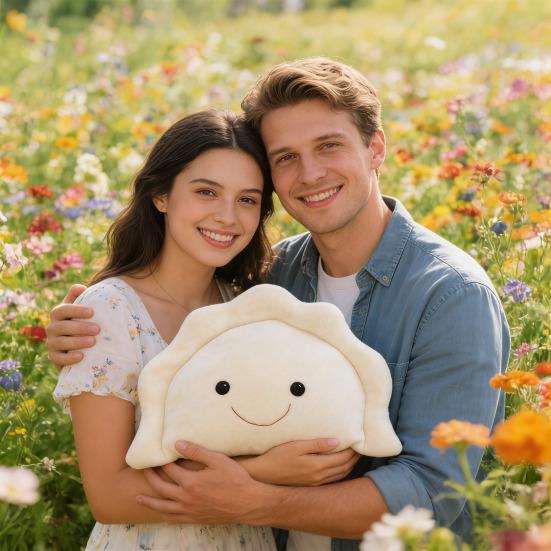 Dumpling Shape Plush Toy Cute Decorative Pillow Soft Stuffed Doll High-Elastic PP Cotton Toy Small Plush Cushion for Kids