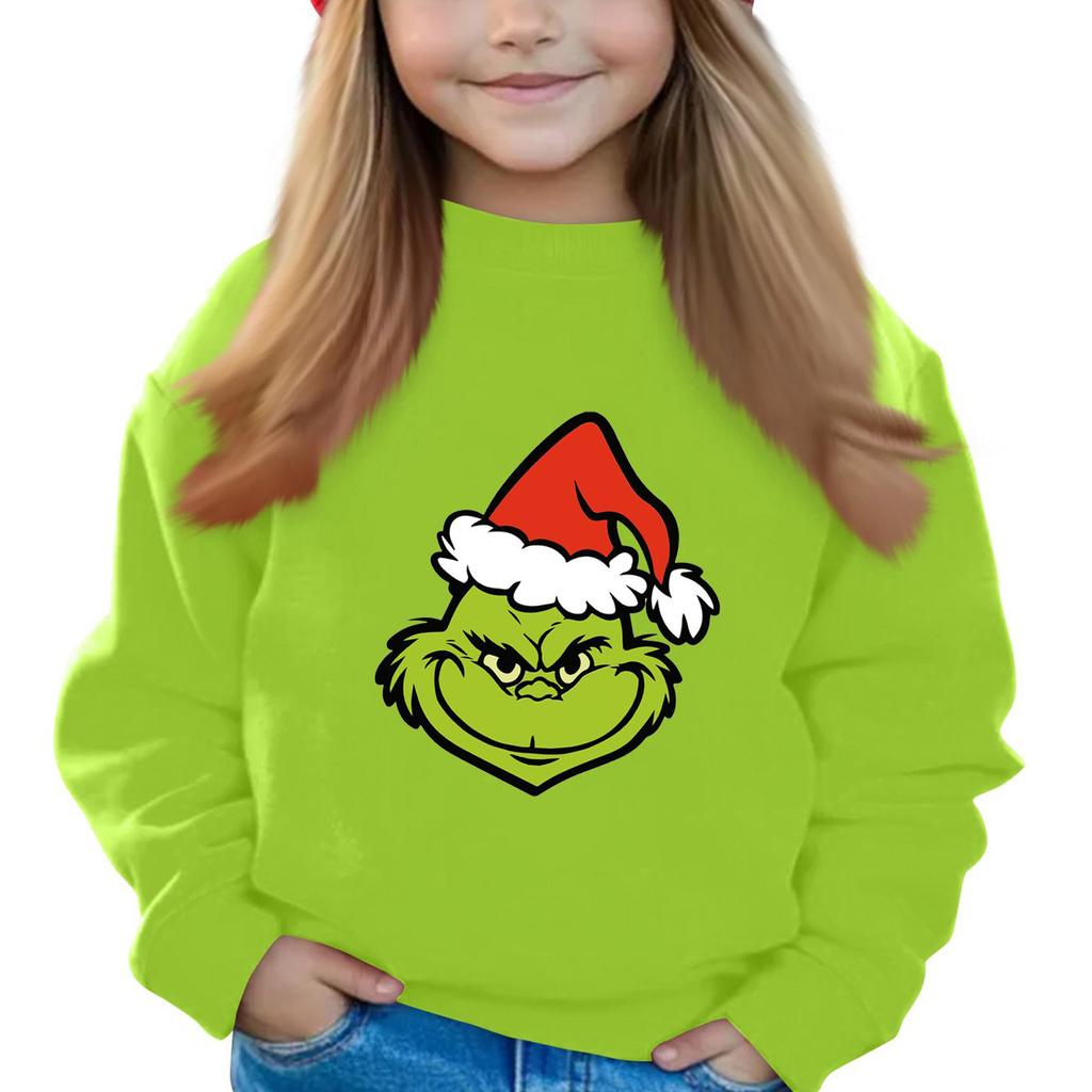 Christmas Day Girls Round Neck Pullovers For Kids Printed Baby Tops