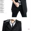 Korean Style Men's Slim Fit Wool Trench Coat - Autumn/Winter Mid-Length Cape Outerwear