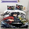 3pcs Duvet Cover Set (1*Duvet Cover + 2*Pillowcase, Without Core), Demon Slayer Print Soft All‑Season Bedding Set, Home Bedroom Decor Gift