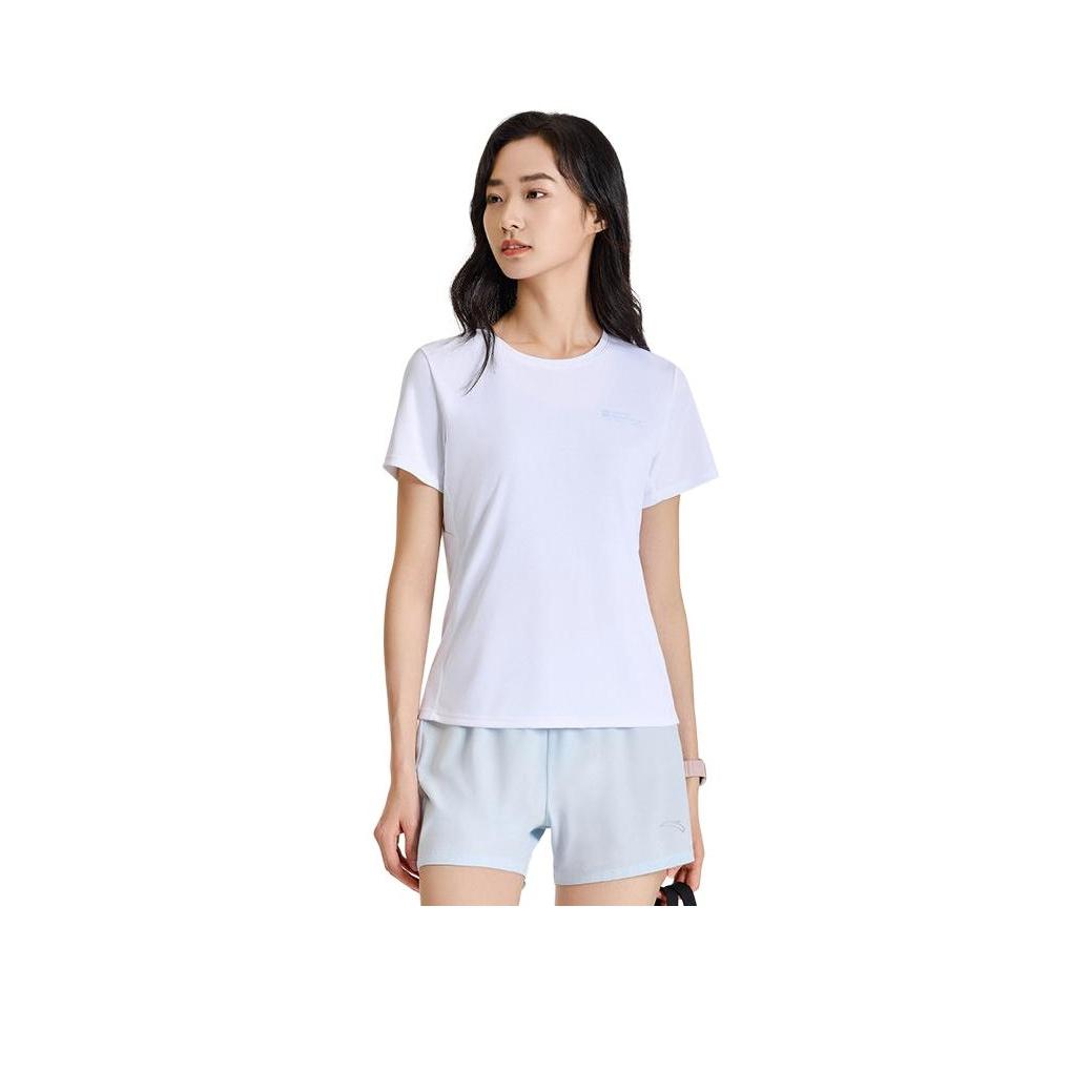 

Anta Breathable Solid Color Comfortable Versatile Short Sleeve T-Shirt Women Tops Pure-White 962525108-2 XS