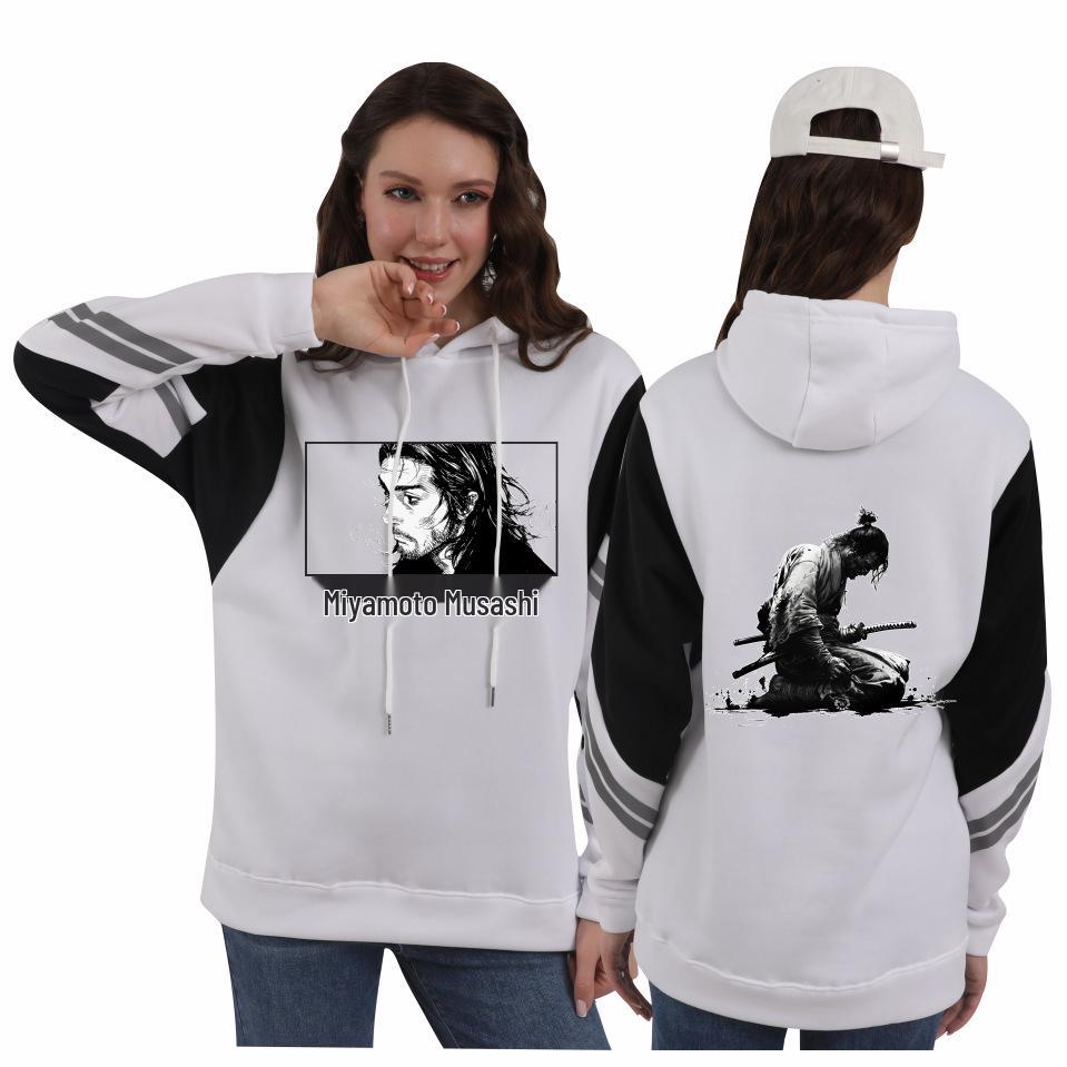 Vagabond Miyamoto Musashi Unisex Patchwork Fleece Hoodie for Autumn/Winter