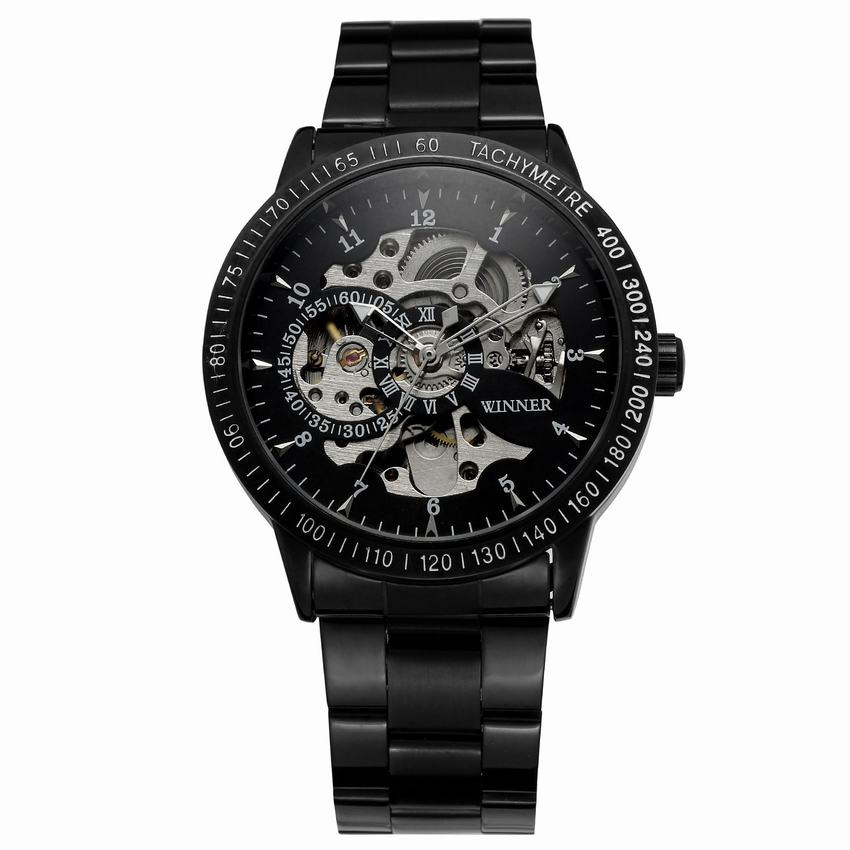 WINNER New Men Mechanical Watches Automatic Self-Wind Transparent Fashion Stainless Steel Wristwatch Skeleton Man Male Hour