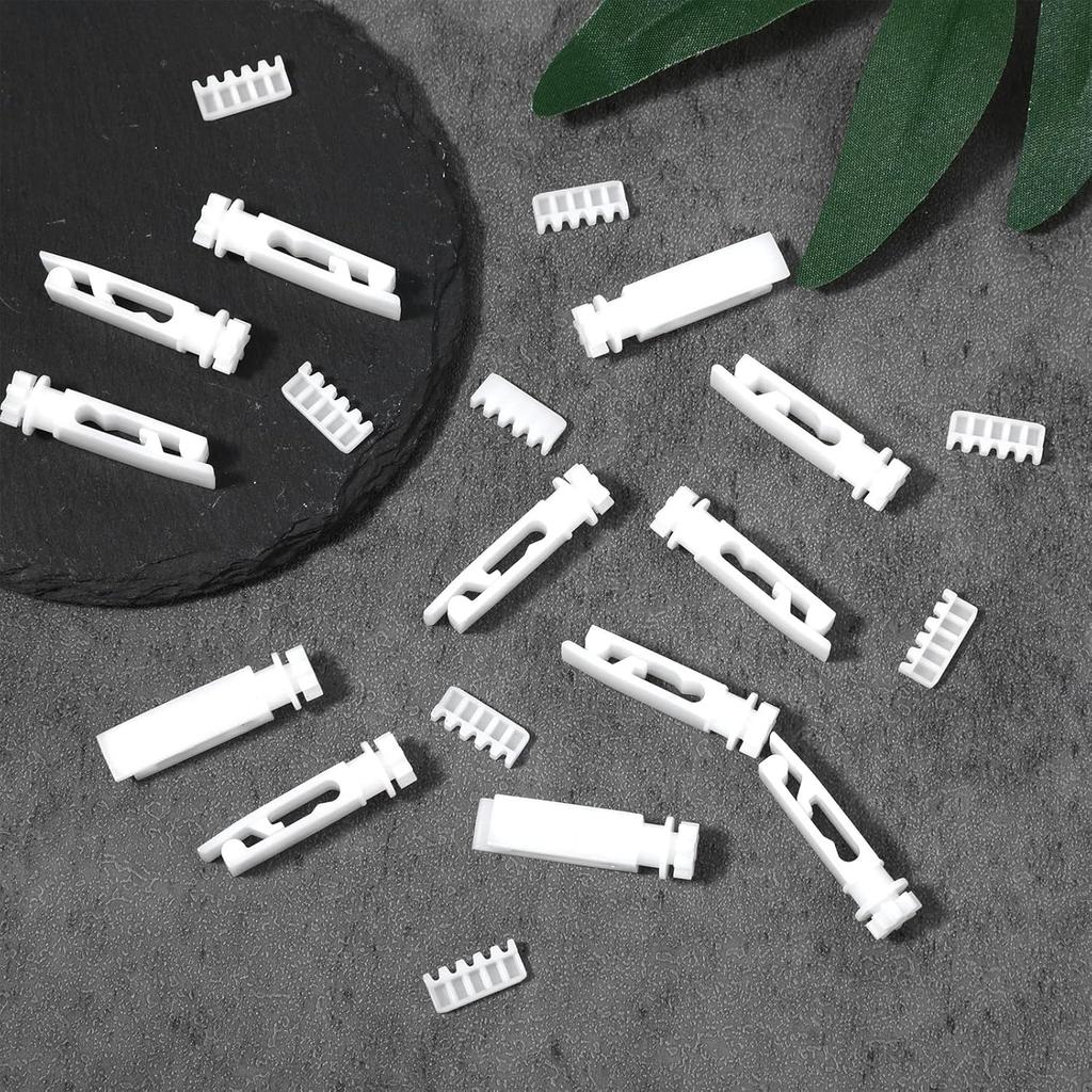 12 Sets Vertical Blinds Replacement Stem and Gear, White Vertical Blinds Repair Kit for Window Carrier Headrail Carrier Stem Blind Curtain