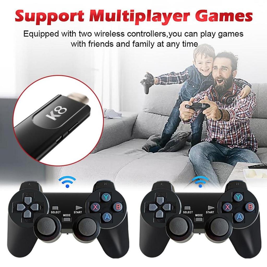 Console di gioco retrò wireless K8 con 40.000 giochi classici integrati, uscita TV HDMI 4K, doppio controller wireless 2.4G, stick di gioco nostalgico 64G