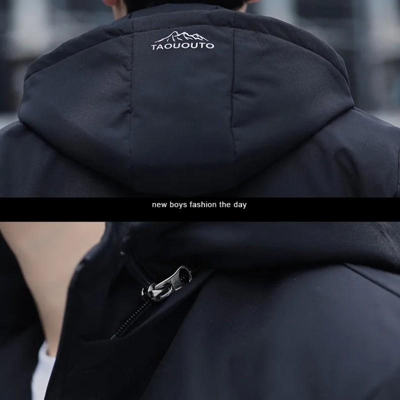 New Winter Wool Hooded Casual Windproof Jacket Men's Coat Solid Color Coat Clothing