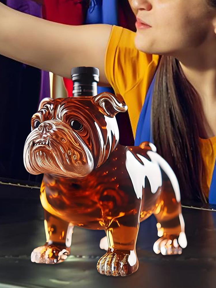 Funny Glass Whiskey Bottle Collectible Novelty Whiskey Decanter Bulldog Shape Whiskey Bottle Decanter For Men Father