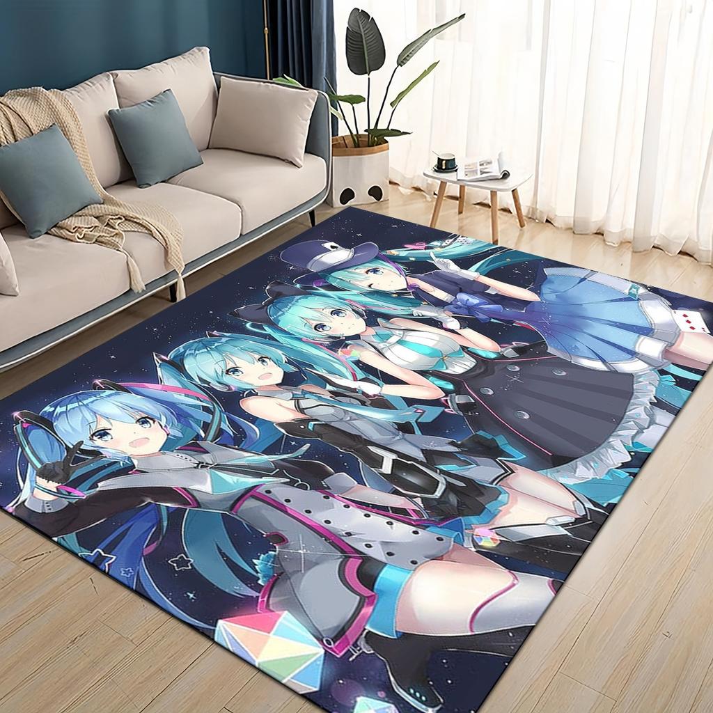 3D M-MIKUS Music VOCALOID Cartoon Girl Rug Carpet for Living Room Bedroom Home Decor,kids Play Non-slip for Sofa Doormat