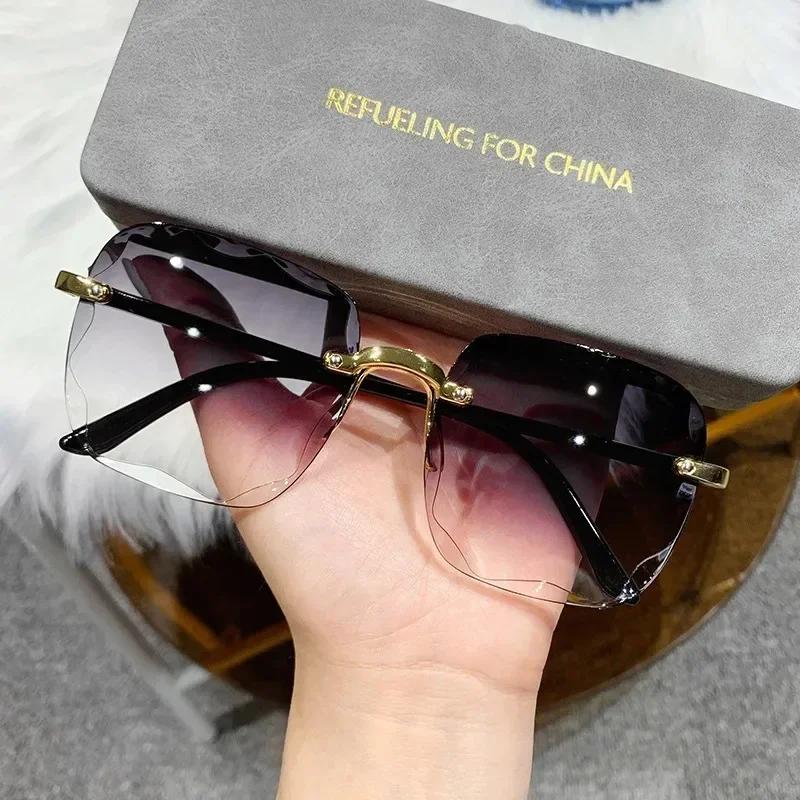 Vintage Frameless Sunglasses New Summer Sun Visors Square Sunglasses for Woman Lenses UV400 Women Sunglasses