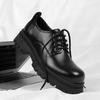 FashionMens Thick Platform Formal Shoes Round Toe Slip On Genuine Leather Shoes Lace Up Casual Shoes Daily Wedding Party Shoes for Men