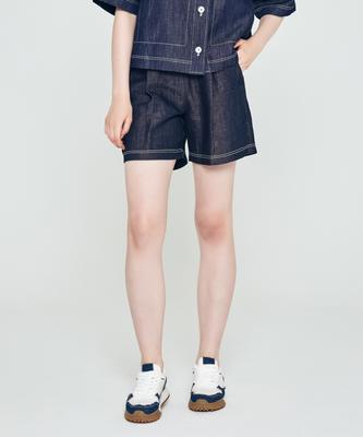 DEPASION Stitch Point Denim Shorts (Blue)
