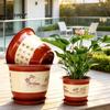 Breathable Nursery Container for Money Tree Plastic Flower Pot Large Plants with Drainage Holes & Saucer Tray, Flowerpot Outdoor Planter,