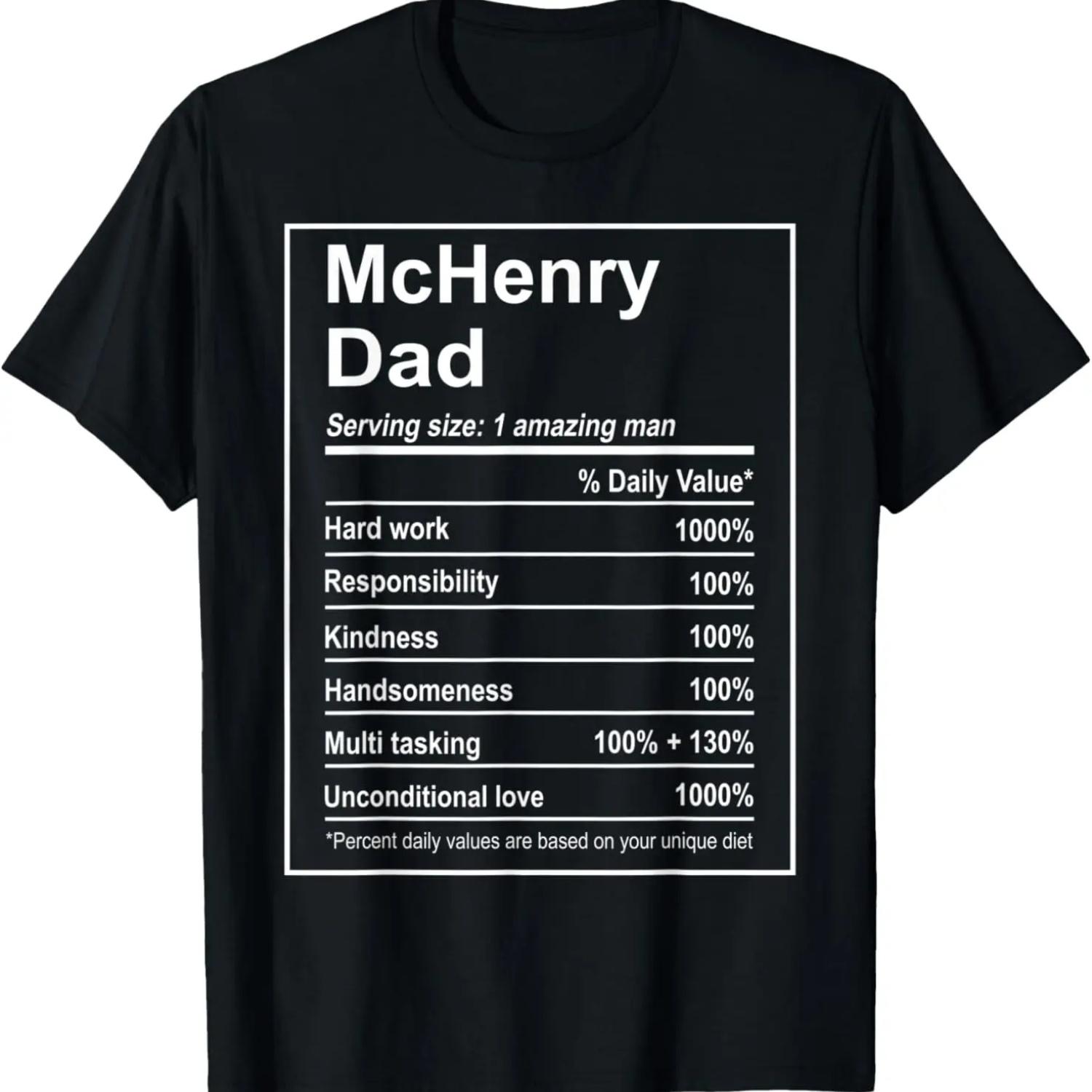

Mens McHenry Dad Funny Men Nutrition Facts Fathers day T-Shirt S