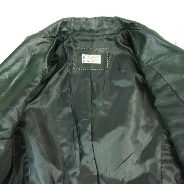 COCKERELL HOUSE Cow Leather Tailored Jacket Women M Olive Dark Green Biker Style(USED)