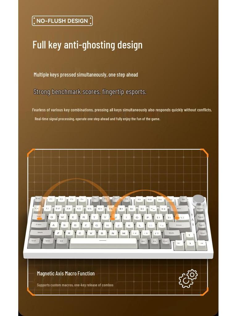 Attack Shark K85 Gaming Mechanical Keyboard - Magnetic Switch, Custom PBT Keycaps, 82 Keys, RGB, Adjustable Actuation.